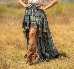 OEM ที่กำหนดเองพิมพ์สูงเอวกระโปรง Bohemian Beach สุภาพสตรีกระโปรงยาว - Product Image 6