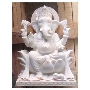 Estatua de mármol blanco Ganesha Bhagwan - Product Image 1