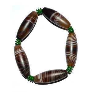 Bracelets de charme de mode en forme de tuyau d'agate à bandes de troisième œil - Product Image 1