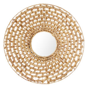 Ventas al por mayor Marco de jacinto de agua Espejo ecológico montado en la pared Tejido a mano por espejo de pared de jacinto de agua bohemio vietnamita - Product Image 1