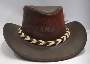 หมวกคาวบอยถักหนังแท้แบบเต็มตัวสำหรับชายและหญิงหมวกวินเทจสไตล์ออสเตรเลียสำหรับการท่องเที่ยวตกปลาการผจญภัยกลางแจ้ง - Product Image 2