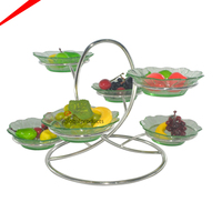 Présentoir de table en acier et métal, pour gâteaux de mariage, plateau en verre, présentoir alimentaire, forme carrée, 1 pièce