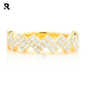 RRP Jewellers 0.60ctw Dos filas Zig Zag Redondo Corte brillante Diamante Bisel Set 14K Oro Hombres Anillo de compromiso de boda Certificado IGI - Product Image 5