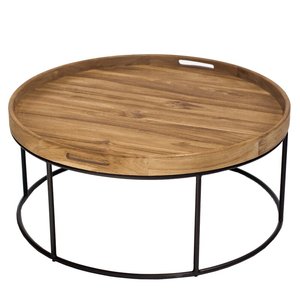 Mesa de centro anidada de madera y metal redonda de Estilo Vintage moderno, muebles de sala de estar para el hogar de alta calidad a un precio razonable - Product Image 1