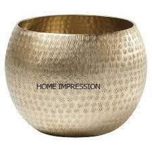 Pots de fleurs et jardinière de jardin en métal antique rond martelé en argent brillant le plus demandé à un prix raisonnable d'Inde - Product Image 2