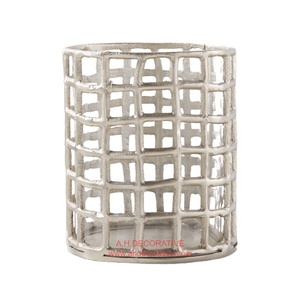 Eco Friendly New Cylinder <b>Candles</b> Stand Black & Bronzed Metal Handmade <b>Candle</b> Holder With Footed Base - Product Image 5