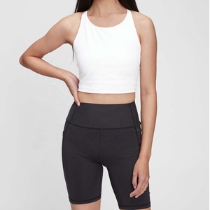 Women's Yoga Workout Outfits 1 Piece Set Mid Waist Running <b>Shorts</b> Padded Sport Bra Sleeveless Crop Tops Spandex/<b>Polyester</b> - Product Image 1