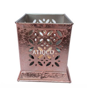 Portavelas votivo de hierro rosa moderno y clásico hecho a mano único, tarro ligero de té para decoración del hogar, Diwali de Navidad - Product Image 6