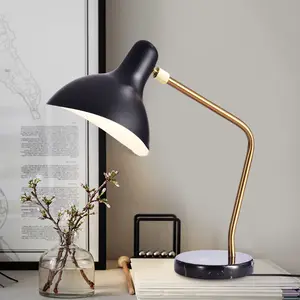 Lampe de table ombrage en métal, style classique, éclairage vintage industriel loft, lumière de table incurvée unique
