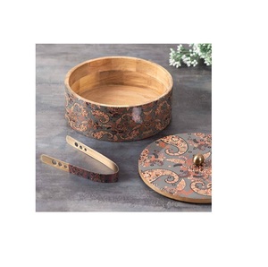 Handmade Round Shape Wooden Enamel Box/Roti Top Quality Kitchen Use <b>Wood</b> Roti Box for Shape Low Price - Product Image 5