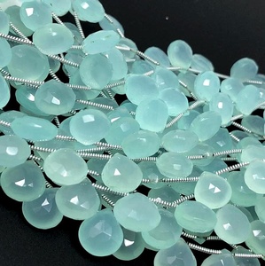 Calidad Natural Calcedonia Aqua Dye Hakik Faceted Gemstone Beaded Collar y pulsera Onyx Teardrop Shape Cut Stone Beads - Product Image 5