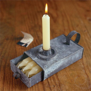 Farmhouse <b>Metal</b> <b>Basket</b> in Galvanized Tin Candle Holder - Product Image 2