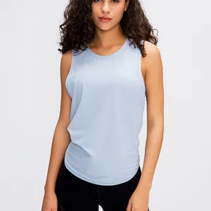 Ladies Yoga Tanks Singlets T Shirts 100% Cotton Low Cut Loose Fit Phòng Tập Thể Dục Mang Workout Không Tay Tùy Chỉnh Tank Top Cho Phụ Nữ