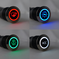 Interrupteur à bouton-poussoir lumineux en métal YIS Marine 19 mm 12 V IP67 20 A avec anneau LED anti-vandalisme rond marche/arrêt pour applications marines