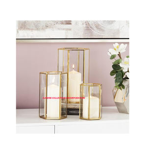 Juego de 3 portavelas decorativas para el hogar, portavelas de color dorado de alta calidad, superventas - Product Image 1