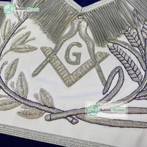 Masonic Grand Lodge Delantal de cuero de lujo con bordado a mano Insignia para coser Imán Adjuntar - Product Image 5