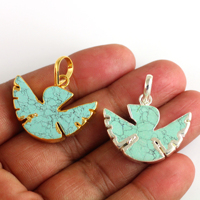 Bleu Turquoise pierre aigle oiseau forme conceptions animal galvanoplastie laiton pierre charme cristal pendentif