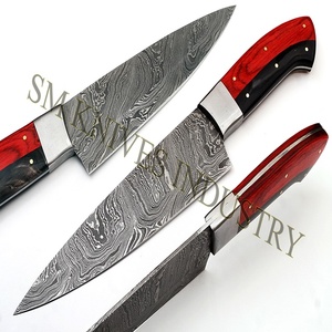 Cuchillo de Chef de cocina Damasco hecho a mano personalizado de 12,5 pulgadas (SMK1156) Mango de acero con hoja de acero al carbono - Product Image 2