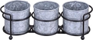 Elegante herramienta galvanizada de dos compartimentos redonda hecha a mano, perfecta para la organización de utensilios de cocina y vajilla - Product Image 5