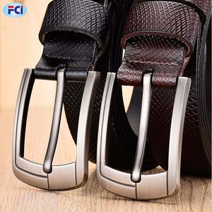 Ceinture décontractée de haute qualité pour hommes en cuir véritable avec épingle en relief en maille pour boucle et alliage pour la mode de boucle - Product Image 2