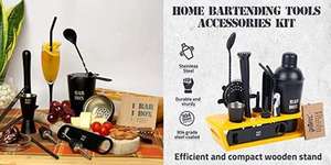 ชุดบาร์สแตนเลสที่ทันสมัยพร้อมกล่องหนังเครื่องเขย่าค็อกเทลสำหรับงานเลี้ยงอุปกรณ์เสริมบาร์ล่าสุด - Product Image 2