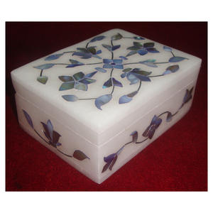 Joyero de mármol azul con incrustaciones de nácar hecho a mano al por mayor hecho en India, caja de regalo dulce de lujo a un precio muy razonable - Product Image 1