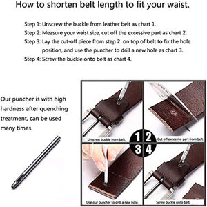 Cinturón de cuero genuino de tamaño personalizado para hombres y mujeres 3 \ "8cm de ancho Material de piel de vaca sólida hebilla de acero modelo KPD - Product Image 3