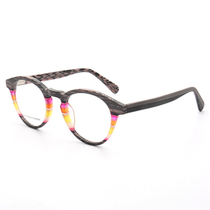 Wholesale Women Acetate Optical Eyeglasses <strong>Frame</strong> Rx Eyewear K9233 Round Glass <strong>Frame</strong> Imitate Wood Men Customize Logo Blue <strong>Brown</strong> - Product Image 3