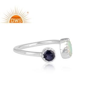Iolite & Ethiopian <b>Opal</b> Gemstone <b>Ring</b> Handmade Supplier Vintage Style Sterling Fine 925 <b>Silver</b> <b>Ring</b> Jewelry Wholesale - Product Image 3