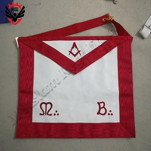 Tablier en peau d'agneau adorable rite écossais AASR | Tablier rouge de maître maçon | Tablier maçonnique brodé à la main - Product Image 3
