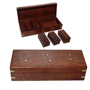 Juego de dominó de madera hecho a mano para niños, caja de juego de dominó con precio barato, caja de juego decorativa - Product Image 1