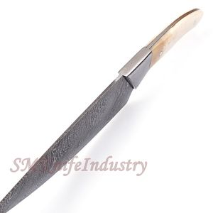 Custom Hand-Made Modern Damascus Steel Chef <b>Knife</b> Set with Camel Bone Handle Grip & Leather Sheath Cover for <b>Kitchen</b> Use - Product Image 3