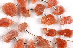 21 pièces de perles de fabrication de bijoux en pierre de soleil naturelle de forme inégale Orange Gemstone Side Drill grossiste - Product Image 2