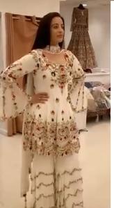 Fuax-ropa de fiesta pesada georgette, seda, bordado, doble volante, de trabajo, con tasa al por mayor, nueva presentación - Product Image 3