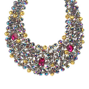 Collier en cristal rose pour femme collier ras du cou perles de verre colorées accessoire de déclaration de bavoir à la mode pour les cadeaux de mariage - Product Image 4