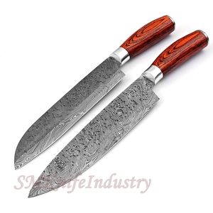 Pair Of 2 Custom Hand Made Modern Damascus kitchen chef <b>Knife</b> With Leather Sheath Cover (Smk1674) - Product Image 3