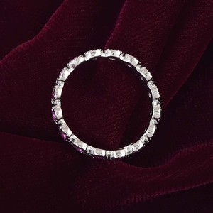 Bague de créateur de bande d'éternité de pierres précieuses de saphir rose 925 argent Sterling naturel solide bijoux à la mode bague bijoux de saphir de laboratoire - Product Image 4