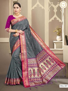 Bazin — saree fantaisie en soie indienne, vêtements pour femme, vente en gros, impression spéciale, collection été - Product Image 2