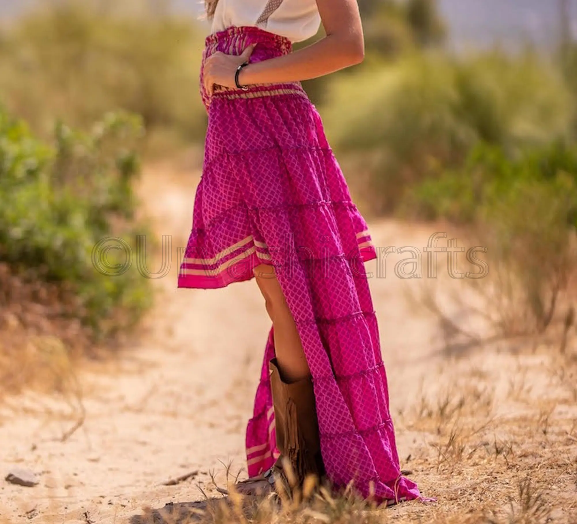 Falda de las mujeres 2019 verano nuevo estilo de alta cintura faldas Boho Vintage falda de playa