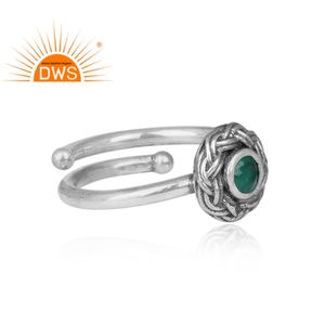 Anillo de piedras preciosas de ónix verde, joyería de plata de ley 925, diseño Floral antiguo, proveedor de joyería - Product Image 3