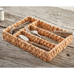 Best Choice Water Hyacinth Cane <b>Kitchen</b> Cutlery Basket Caddy With Holder From Vietnam - Product Image 5