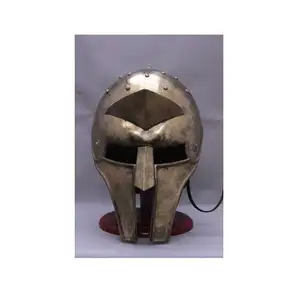 Capacete antigo estilo antigo, chapéu medieval, ótimo cavaleiro, templar, cobertura completa da índia