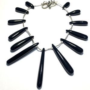 <b>Onyx</b> <b>Black</b> Teardrop Shape 8mm Natural Quality Stone Beads for Jewelry Wholesale Price Per Strand for Necklaces/<b>Bracelets</b> - Product Image 1