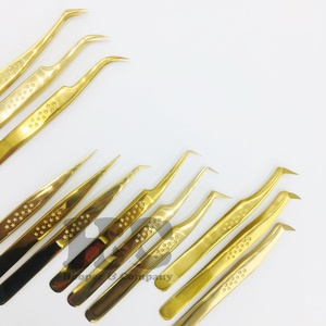Pince à épiler d'extension de cils dorée Pince à épiler de haute qualité Design étoilé vison Logo personnalisé Acier inoxydable Pince à épiler personnalisée Durable - Product Image 4