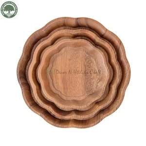 Nouvel Arrivage Factory Vintage Life Inc. Plateau de Service Rond Personnalisé en Bois d'Acacia, Vaisselle en Bois, Prix Abordable - Product Image 2
