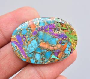 Perles de pierres précieuses naturelles turquoises, perles pour bijoux, ornements de pierres précieuses bronzées, de hauteur orange, vert et noir - Product Image 4