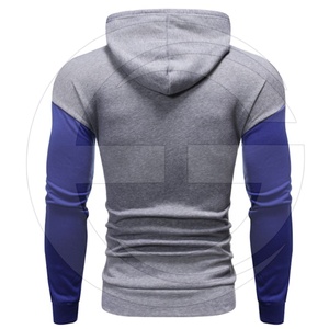 Ribete en contraste empalme bolsillo Sudadera con capucha de los hombres de moda llano Jersey grueso sudaderas con capucha - Product Image 2