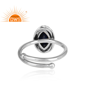 <b>Natural</b> Lapis Gemstone <b>Ring</b> Jewelry Wholesale Marquise Design 925 Sterling Silver Oxidized <b>Ring</b> Wholesaler - Product Image 4