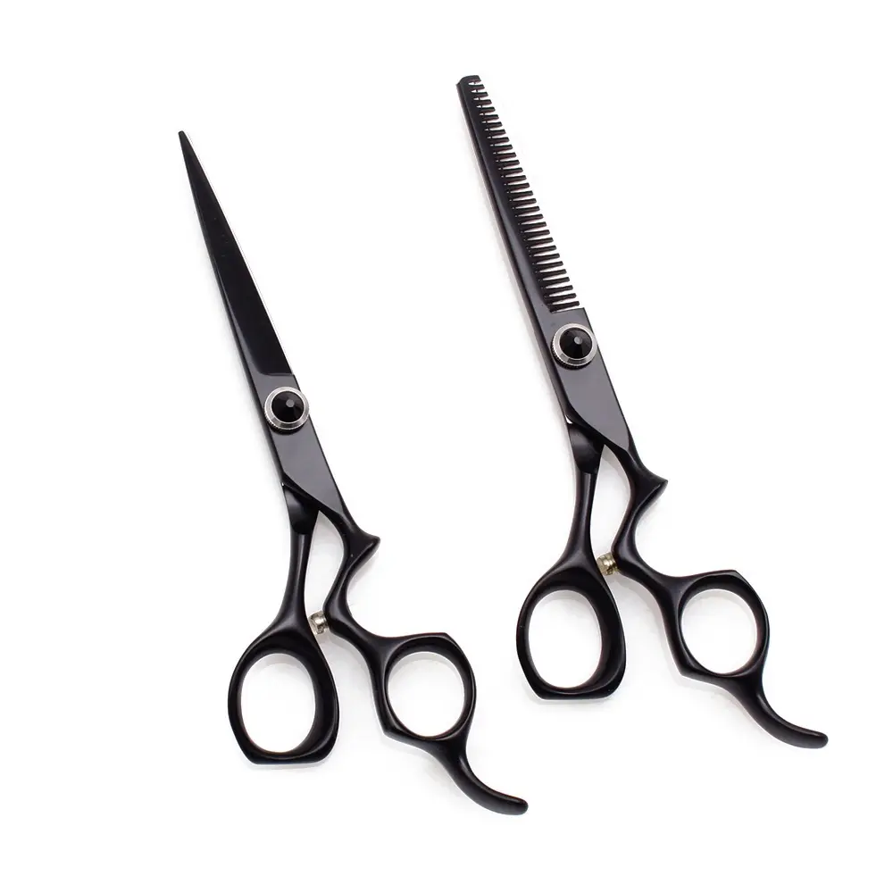 Barber Scissors 5.5'' 6" AQIABI JP Steel Hair Cutting Scissors Thinning Shears Hairdresser Scissors Black A9016