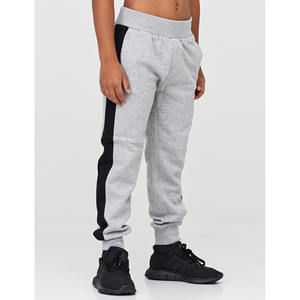 Grey Track Pants with Side Stripes Grey and <b>White</b> <b>Trousers</b> with Sides and Back Pockets Custom logo Joggers - Product Image 2